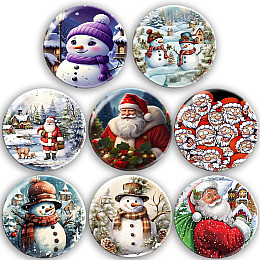 Набір значків No Brand Новий рік 56 мм 8 шт Різнокольоровий (zn-1)