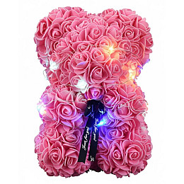 Мишка из роз с подсветкой No Brand 3D Teddy Flower 25 см Розовый (2104618745)