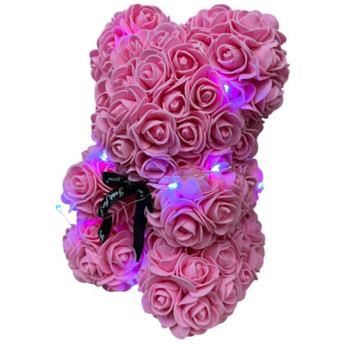 Мишка из роз с подсветкой No Brand 3D Teddy Flower 25 см Розовый (2104618745)