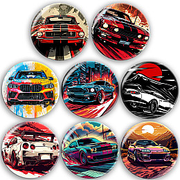 Набір значків No Brand Авто 56 мм 8 шт Різнокольоровий (zn-4)