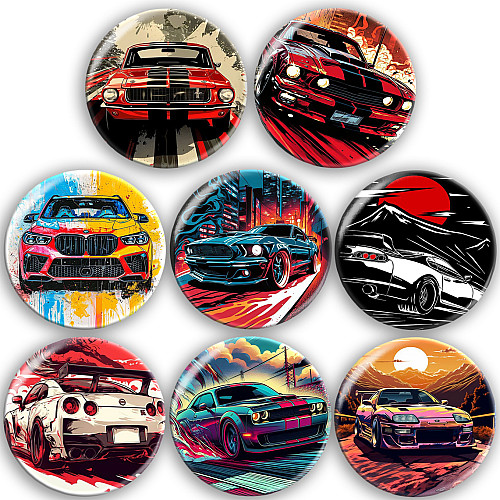 Набір значків No Brand Авто 56 мм 8 шт Різнокольоровий (zn-4)