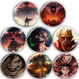 Набір значків No Brand Атака Титанів 56 мм 8 шт Різнокольоровий (zn-5)