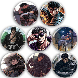 Набір значків No Brand Берсерк 56 мм 8 шт Різнокольоровий (zn-8)