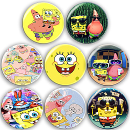 Набір значків No Brand Губка Боб 56 мм 8 шт Різнокольоровий (zn-12)
