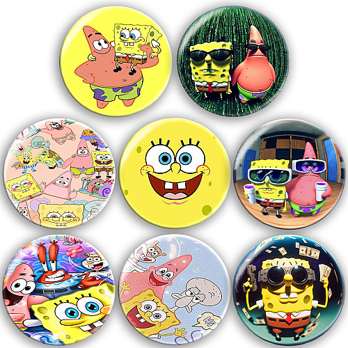 Набір значків No Brand Губка Боб 56 мм 8 шт Різнокольоровий (zn-12)