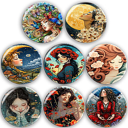 Набір значків No Brand Дівчина 56 мм 8 шт Різнокольоровий (zn-15)