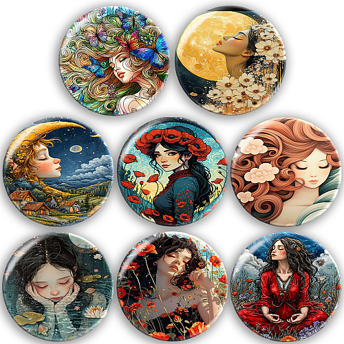Набір значків No Brand Дівчина 56 мм 8 шт Різнокольоровий (zn-15)