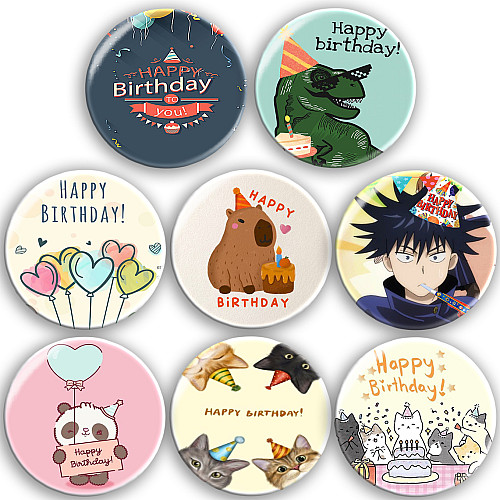 Набір значків No Brand День народження 56 мм 8 шт Різнокольоровий (zn-16)