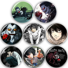 Набір значків No Brand Тетрадь смерті 56 мм 8 шт Різнокольоровий (zn-19)