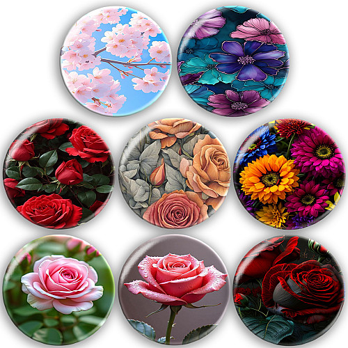 Набір значків No Brand Квіти 56 мм 8 шт Різнокольоровий (zn-20)