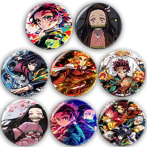 Набір значків No Brand Клинок, що розсікає демонів 56 мм 8 шт Різнокольоровий (zn-24)