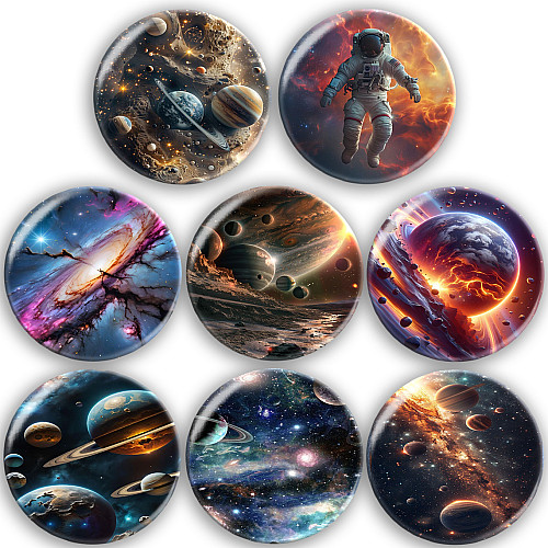 Набір значків No Brand Космос 56 мм 8 шт Різнокольоровий (zn-25)