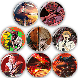 Набір значків No Brand Людина-бензопила 56 мм 8 шт Різнокольоровий (zn-26)