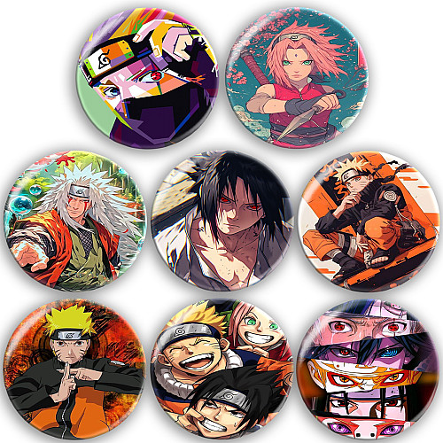 Набір значків No Brand Наруто 56 мм 8 шт Різнокольоровий (zn-34)