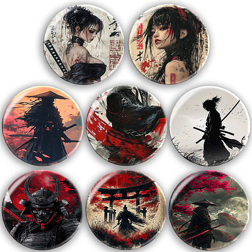 Набір значків No Brand Самурай 56 мм 8 шт Різнокольоровий (zn-39)