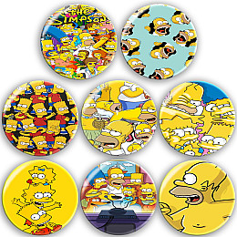 Набір значків No Brand Симпсони 56 мм 8 шт Різнокольоровий (zn-41)