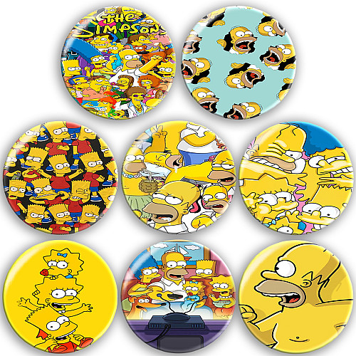 Набір значків No Brand Симпсони 56 мм 8 шт Різнокольоровий (zn-41)