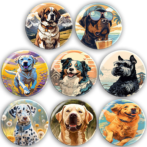 Набір значків No Brand Собака 56 мм 8 шт Різнокольоровий (zn-42)