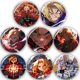 Набір значків No Brand Стальний алхімік 56 мм 8 шт Різнокольоровий (zn-43)