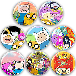 Набір значків No Brand Час пригод з Фінном і Джейком 56 мм 8 шт Різнокольоровий (zn-49)