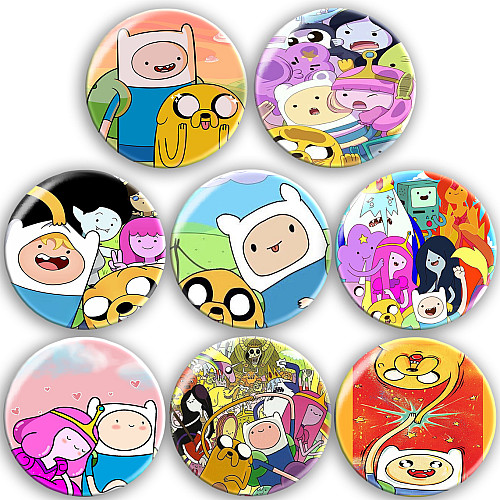Набір значків No Brand Час пригод з Фінном і Джейком 56 мм 8 шт Різнокольоровий (zn-49)