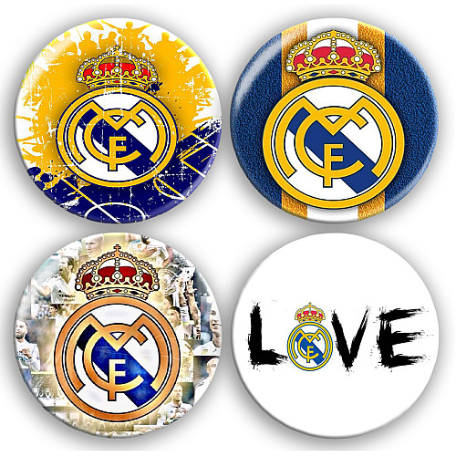 Набір значків No Brand Real Madrid футбольна команда 56 мм 4 шт Різнокольоровий (zn-61)