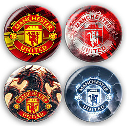 Набір значків No Brand Manchester united футбольна команда 56 мм 4 шт Різнокольоровий (zn-62)