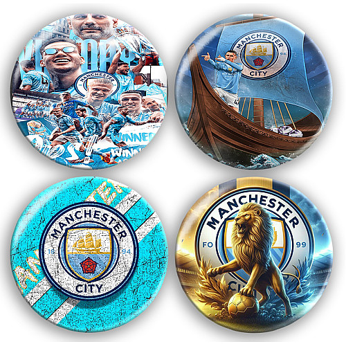 Набір значків No Brand Manchester city футбольна команда 56 мм 4 шт Різнокольоровий (zn-63)