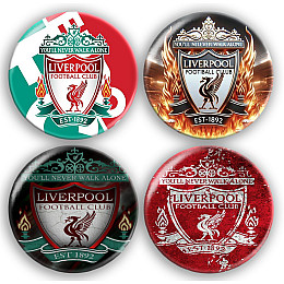 Набір значків No Brand Liverpool футбольна команда 56 мм 4 шт Різнокольоровий (zn-64)