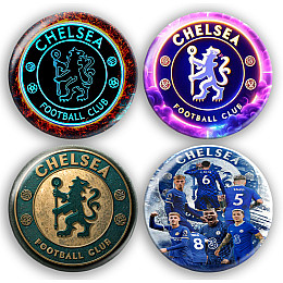 Набір значків No Brand Chelsea футбольна команда 56 мм 4 шт Різнокольоровий (zn-65)