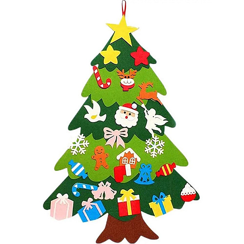 Настенная фетровая новогодняя ёлка No Brand 95х70 см Разноцветный (2104618882)