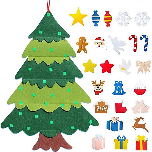 Настенная фетровая новогодняя ёлка No Brand 95х70 см Разноцветный (2104618882)