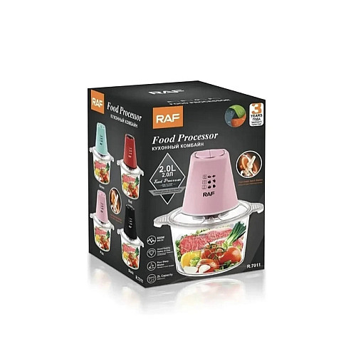 Кухонний подрібнювач чоппер RAF R-7011 2L 600 Вт Рожевий