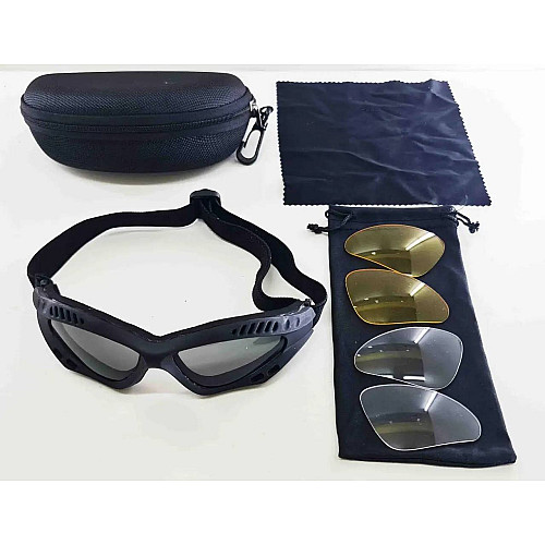 Тактичні окуляри Tactical Glasses захисні вентильовані зі змінними лінзами Чорний (TG-B)