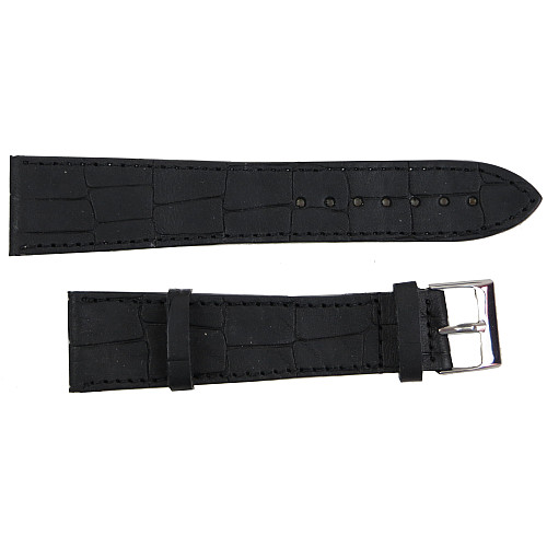 Кожаний ремінець для годинників під крокодила Mykhail Ikhtyar ширина 20 мм Чорний (S20-619S black)