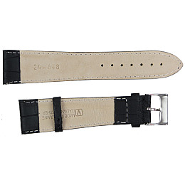 Кожаний ремінець для годинників під крокодила Mykhail Ikhtyar ширина 20 мм Чорний (S20-619S black)