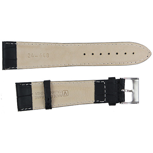 Кожаний ремінець для годинників під крокодила Mykhail Ikhtyar ширина 20 мм Чорний (S20-619S black)