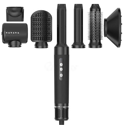 Мультистайлер No Brand Airwrap HS05 long, стайлер с 7 насадками Черный