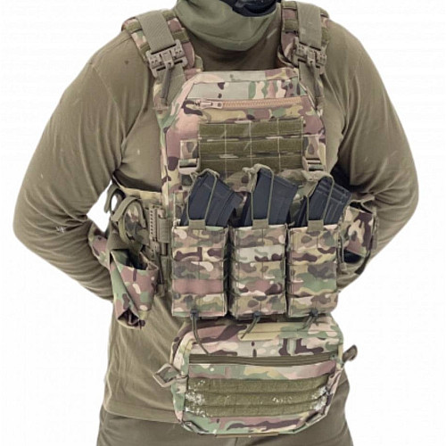 Плитоноска без плит з підсумками No Brand KR Cordura 1000D One Size Мультикам (1724442970)