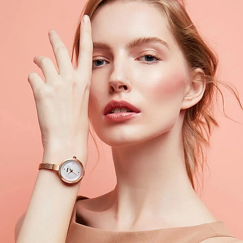 Женские классические часы Skmei 1390 Розовое золото