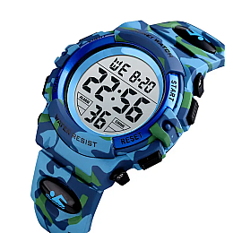 Детские спортивные наручные часы Skmei Kids 1548 Светло-синий камуфляж