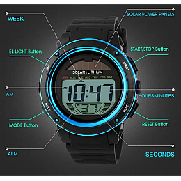 Часы мужские спортивные Skmei 1096 с солнечной батареей Синий