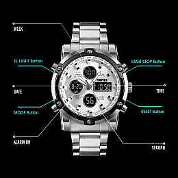 Годинники класичні наручні Skmei 1389 Сріблястий