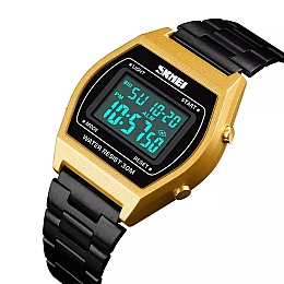 Наручні електронні ретро-годинники Skmei 1328 Золотистий