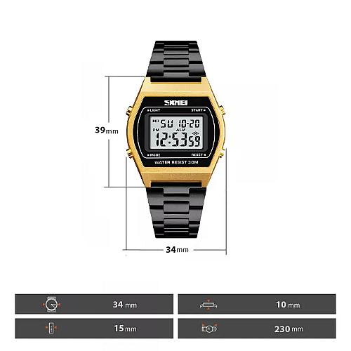 Наручні електронні ретро-годинники Skmei 1328 Золотистий