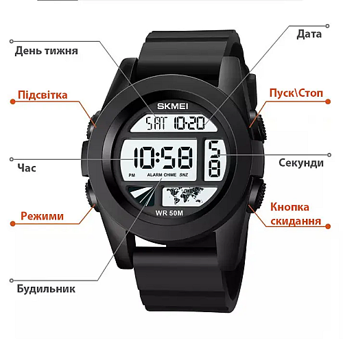 Мужские спортивные часы Skmei 1906 Черный