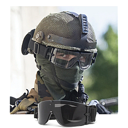 Тактичні захисні окуляри маска Daisy зі змінними лінзами Панорамні незапотіваючі чорні