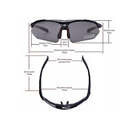 Захисні тактичні спортивні окуляри з поляризацією RockBros black 5 комплектів лінз
