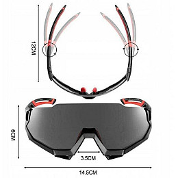 Захисні спортивні окуляри RockBros 10131 червоні 5 лінз поляризація UV400 велоокуляри тактичні