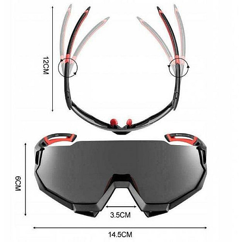 Захисні спортивні окуляри RockBros 10131 червоні 5 лінз поляризація UV400 велоокуляри тактичні